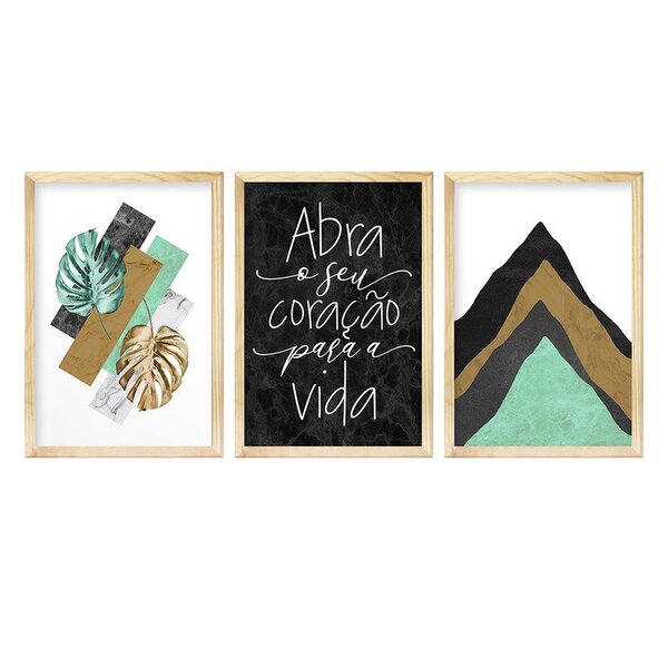 Kit 3 Quadros Para Decoração De Corredor Frase Inspiração Fol
