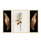 Kit 3 Quadros Para Decoração Flores Asas Moderno Quarto Sala