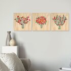 Kit 3 Quadros Para Decoração Flores Coloridas Sala Quarto