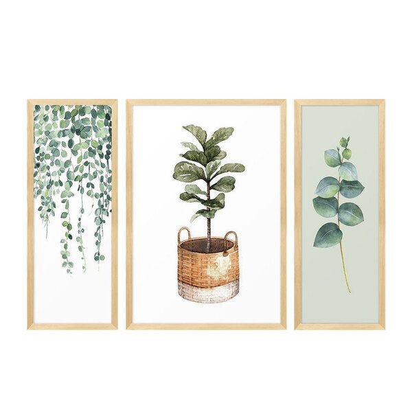 Kit 3 Quadros Para Decoração Folhagens Plantas Cozinha Sala