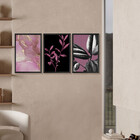 Kit 3 Quadros Para Decoração Folhas Abstrato Moderno Sala