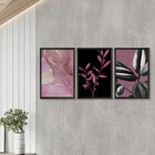 Kit 3 Quadros Para Decoração Folhas Abstrato Moderno Sala