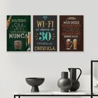 Kit 3 Quadros Para Decoração Frases Bebida Cozinha