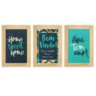 Kit 3 Quadros Para Decoração Frases Casa Amor Sala Cozinha