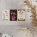 Kit 3 Quadros Para Decoração Frases Cozinha Casamento Flores