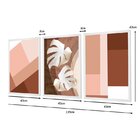 Kit 3 Quadros Para Decoração Geométrico Folhas Quarto