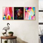 Kit 3 Quadros Para Decoração Leão Colorido Abstrato Sala