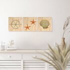 Kit 3 Quadros Para Decoração Praia Estrela Do Mar Cozinha