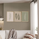 Kit 3 Quadros Para Decoração Ramos Folhas Minimalista Quarto