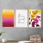 Kit 3 Quadros Para Hall De Entrada Moldura Pinus Frases Lar C