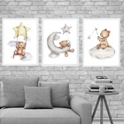 Kit 3 Quadros Para Quarto De Bebê Ursinhos 45x34cm - Com Vidr