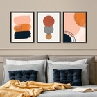 Kit 3 Quadros Para Quarto Marrom - Abstratos 33x24cm Moldura: