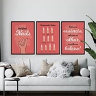 Kit 3 Quadros Para Salão Formato Das Unhas 33x24cm - Com Vidr