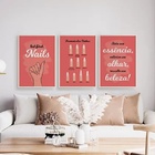 Kit 3 Quadros Para Salão Formato Das Unhas 33x24cm - Com Vidr