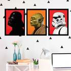 Kit 3 Quadros Personagens Star Wars 45x34cm - Com Vidro Moldu