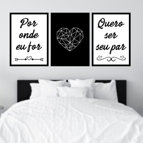 Kit 3 Quadros Por Onde For - Geométrico 60x40cm Moldura:madei