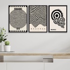 Kit 3 Quadros Posters Bauhaus - Preto E Branco 45x34cm - Com