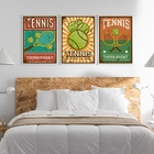 Kit 3 Quadros Posters Tennis Vintage 24x18cm Moldura Branca