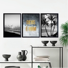 Kit 3 Quadros Praia Deus É Bom Preto E Branco 24x18cm - Com V
