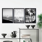 Kit 3 Quadros Praia Preto E Branco Gentileza 45x34cm - Com Vi
