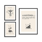 Kit 3 Quadros Profissões Contabilidade Moldura Preta  Com Vid