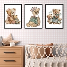 Kit 3 Quadros Quarto Bebê - Ursinha Vintage 45x34cm Moldura:m