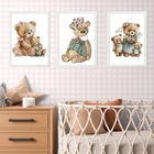 Kit 3 Quadros Quarto Bebê - Ursinha Vintage 45x34cm Moldura:m