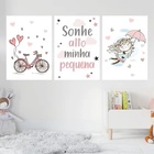 Kit 3 Quadros Quarto Infantil Menina 60x40cm Moldura:madeira