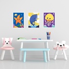 Kit 3 Quadros Quarto Infantil Tema Animais Marinhos 33x24cm M