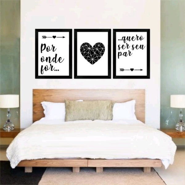 Kit 3 Quadros Quero Ser Seu Par 24x18cm - Com Vidro Moldura:m