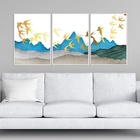 Kit 3 Quadros Revoada De Passarinhos 33x24cm - Com Vidro Mold