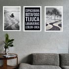 Kit 3 Quadros Rio De Janeiro - Bairros Zona Sul 33x24cm Moldu