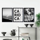 Kit 3 Quadros Rio De Janeiro Carioca Praia Preto E Branco 33x