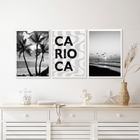 Kit 3 Quadros Rio De Janeiro Carioca Praia Preto E Branco 45x