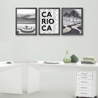 Kit 3 Quadros Rio De Janeiro - Copacabana 33x24cm - Com Vidro
