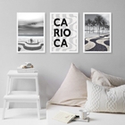 Kit 3 Quadros Rio De Janeiro - Copacabana 33x24cm - Com Vidro