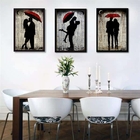 Kit 3 Quadros Românticos Casal Sombrinha 24x18cm - Com Vidro