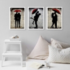 Kit 3 Quadros Românticos Casal Sombrinha 33x24cm - Com Vidro