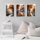 Kit 3 Quadros Românticos Cidade Europa 33x24cm Moldura:madeir