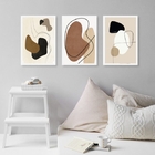 Kit 3 Quadros Sala Arte Abstrata- Cinza Marrom Preto 24x18cm