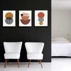 Kit 3 Quadros Sala Minimalistas Marrons 45x34cm Moldura:madei