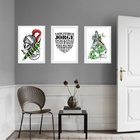 Kit 3 Quadros São Jorge Espada Oração 33x24cm - Com Vidro Mol