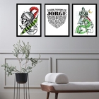 Kit 3 Quadros São Jorge Espada Oração 45x34cm - Com Vidro Mol