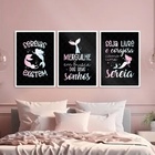 Kit 3 Quadros Sereias - Seja Livre E Corajosa 33x24cm Moldura