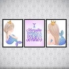 Kit 3 Quadros Sereinha Busque Seus Sonhos 45x34cm Moldura:mad