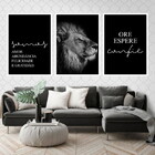Kit 3 Quadros Somos Amor - Leão 60x40cm Moldura:madeira Branca