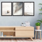 Kit 3 Quadros Suaves Natureza 24x18cm - Com Vidro Moldura:mad