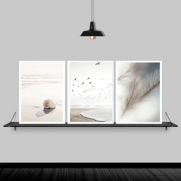 Kit 3 Quadros Suaves Natureza 24x18cm - Com Vidro Moldura:mad