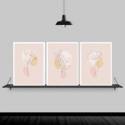 Kit 3 Quadros Suaves Rosinhas Minimalistas 24x18cm - Com Vidr