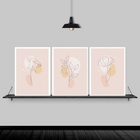 Kit 3 Quadros Suaves Rosinhas Minimalistas 45x34cm Moldura:ma